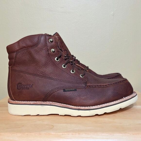 Chippewa Edge Walker 6" Waterproof Lace Up Wedge Boots Briar Haystack Men's 10.5 - Picture 1 of 7